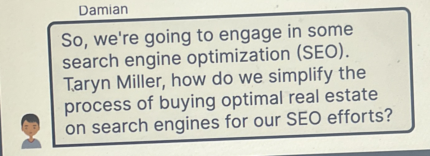 Damian So , we're going to engage in some search