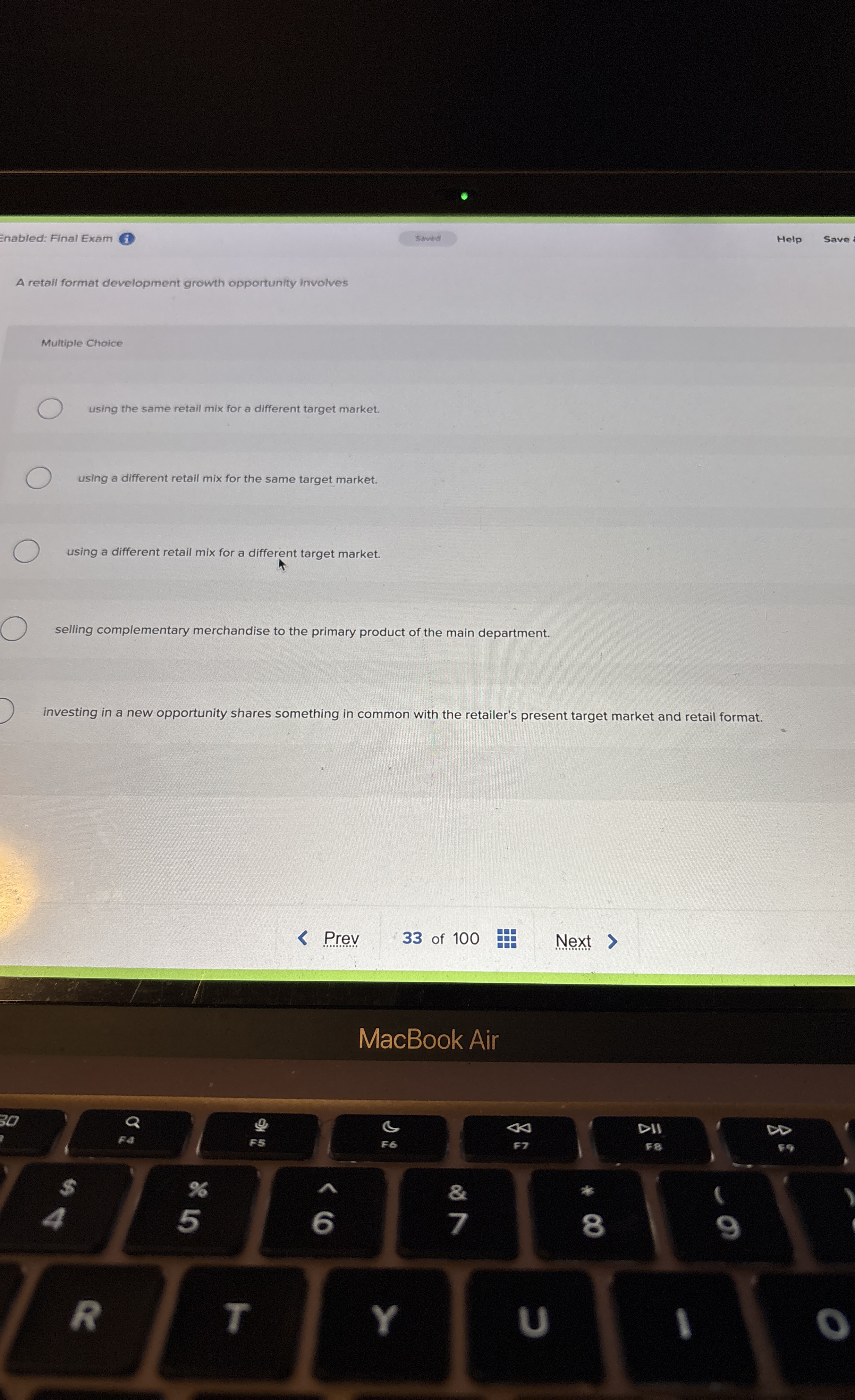 Enabled: Final Exam Help Save A retail format