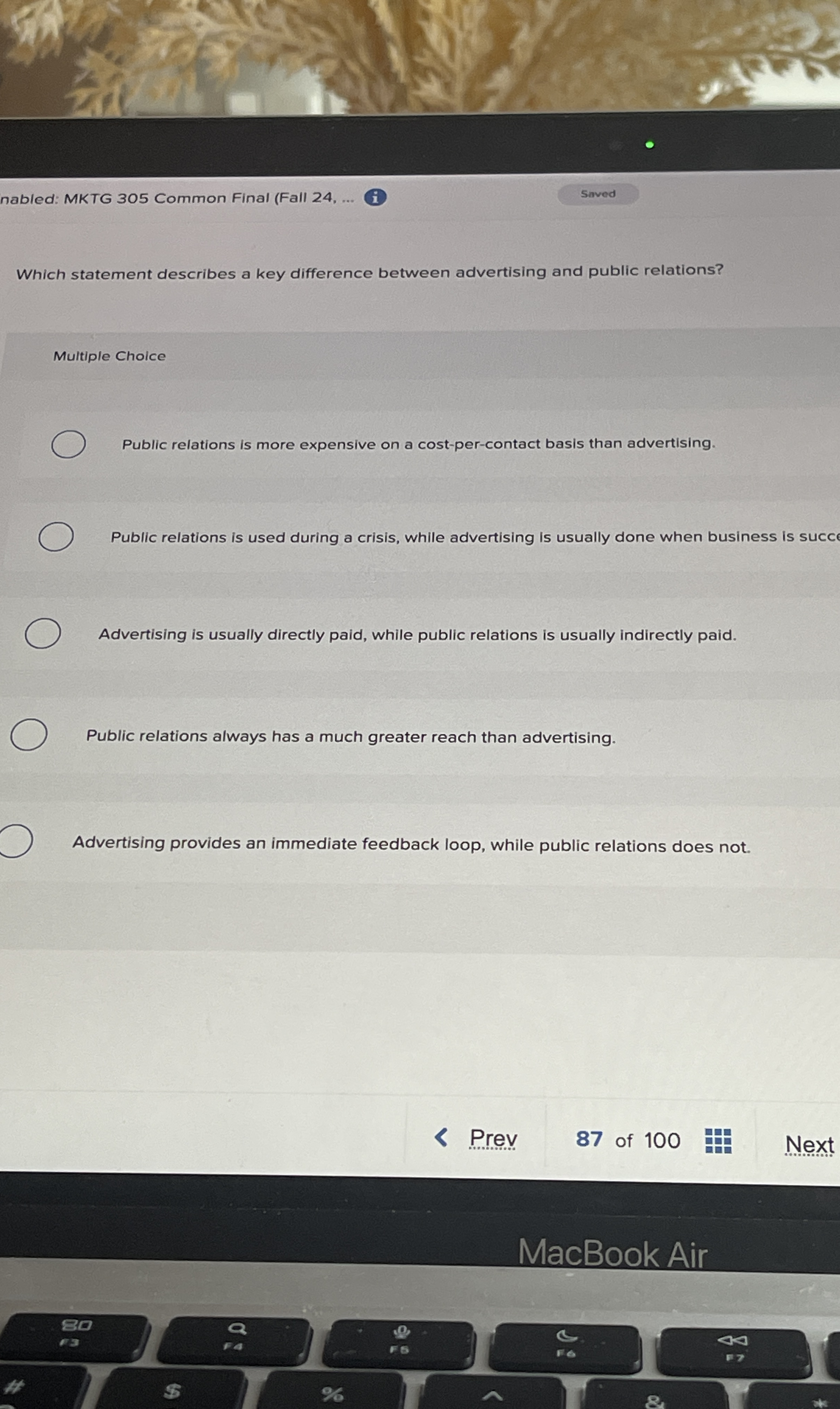 nabled: MKTG 3 0 5 Common Final ( Fall 2 4 , . .