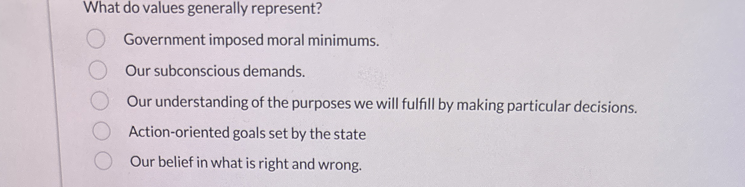 What do values generally represent? Government