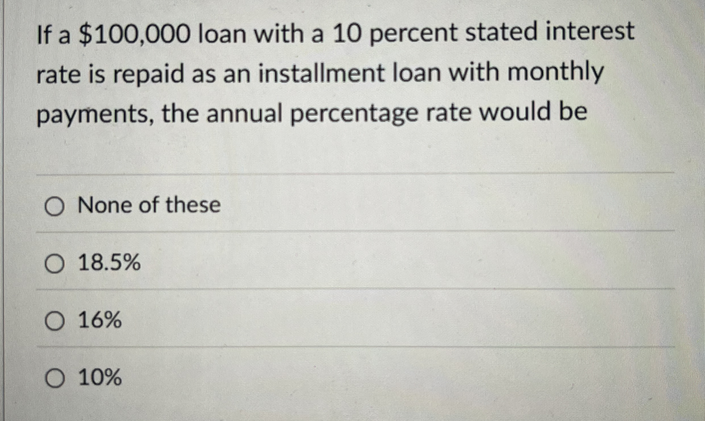 If a $ 1 0 0 , 0 0 0 loan with a 1 0 percent
