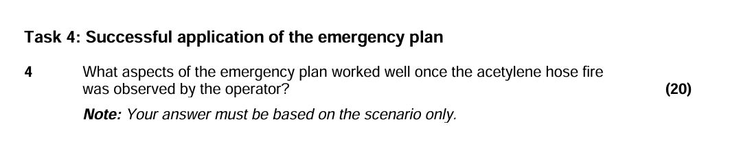 Task 4 : Successful application of the emergency