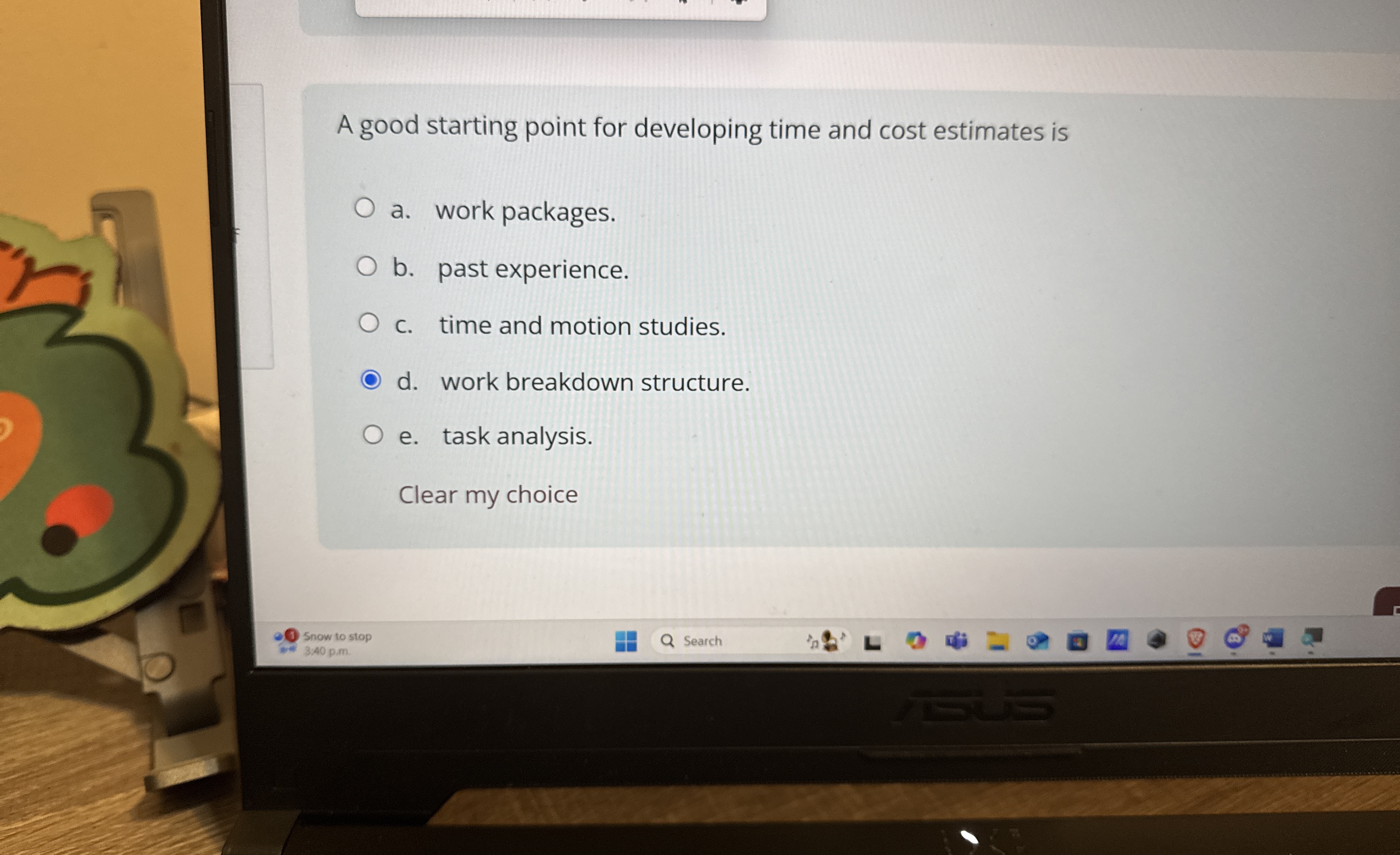 A good starting point for developing time and