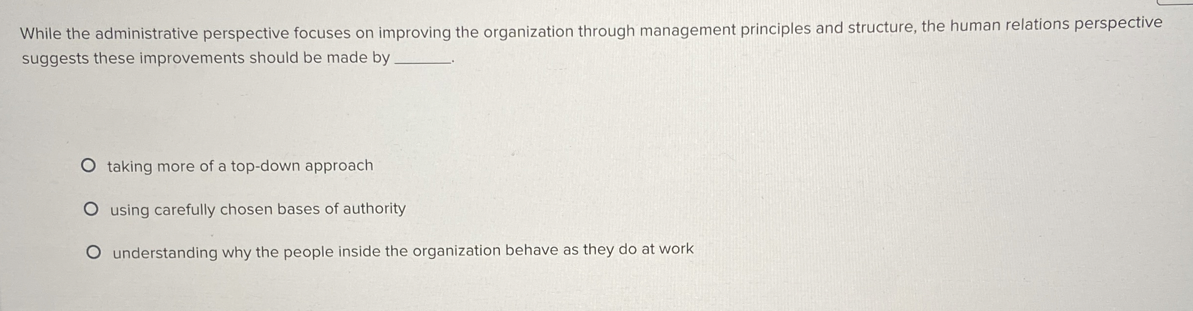 While the administrative perspective focuses on