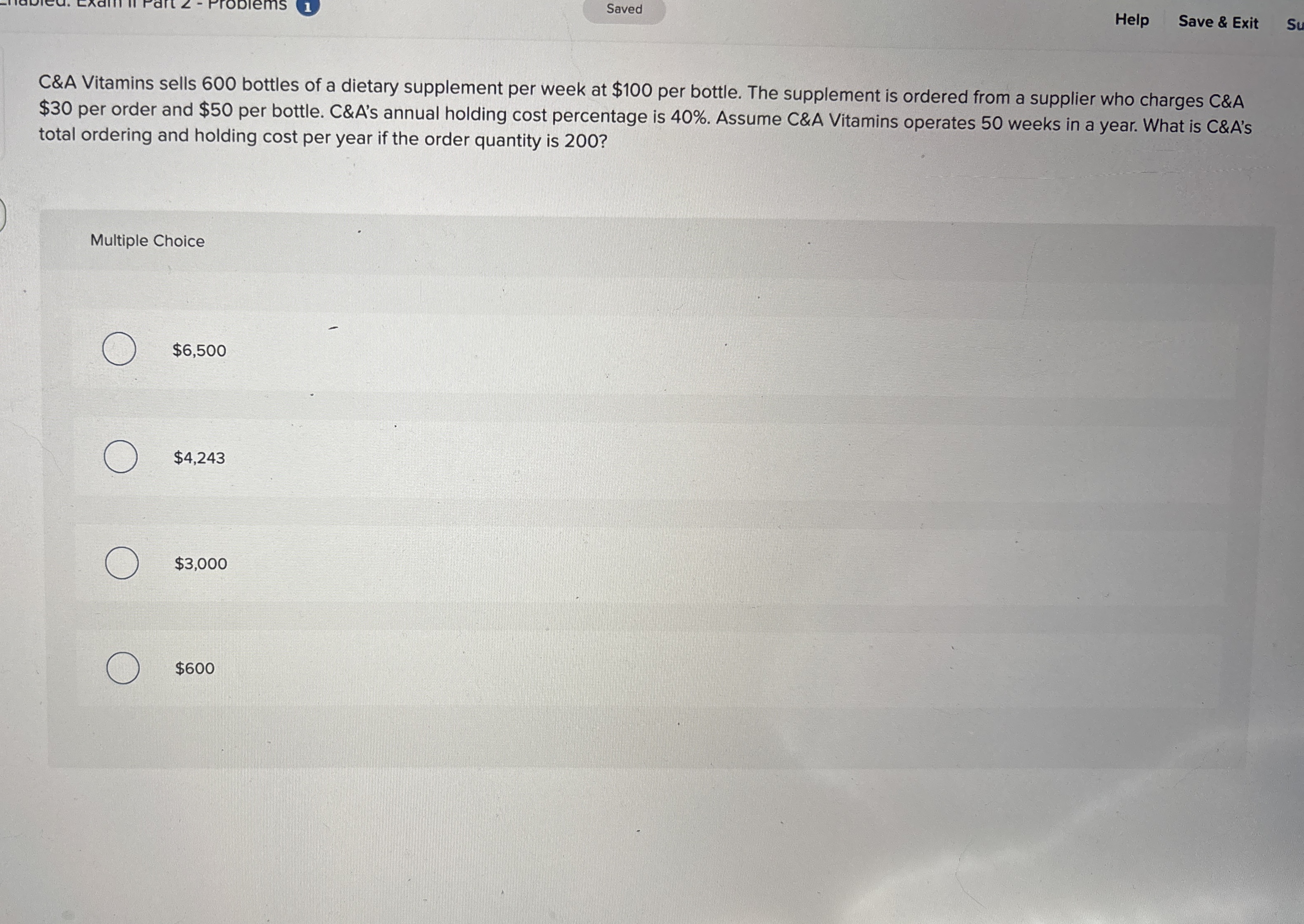 Saved Help Save & Exit C&A Vitamins sells 6 0 0