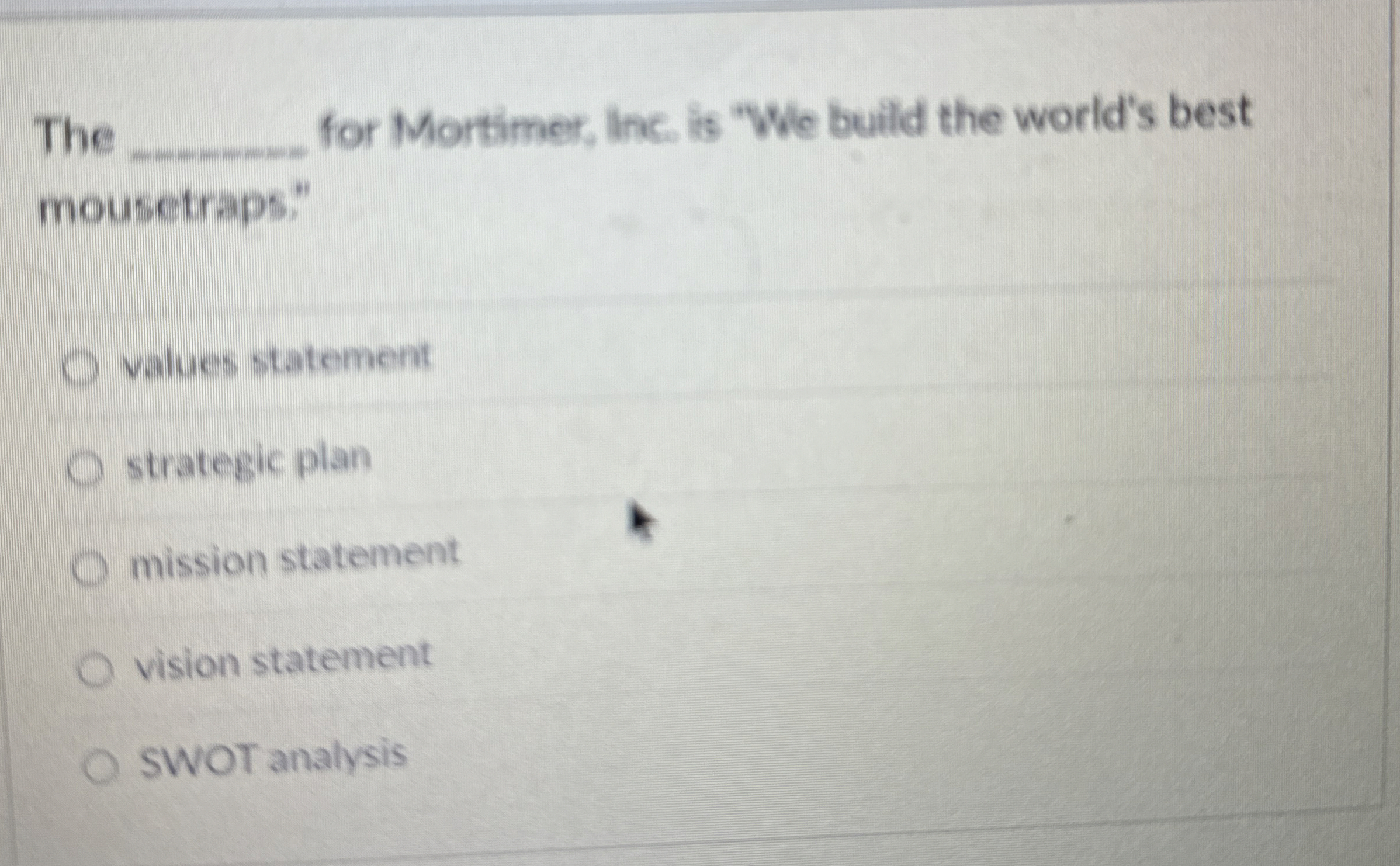 The q , for Mortimer, Inc. is " We build the