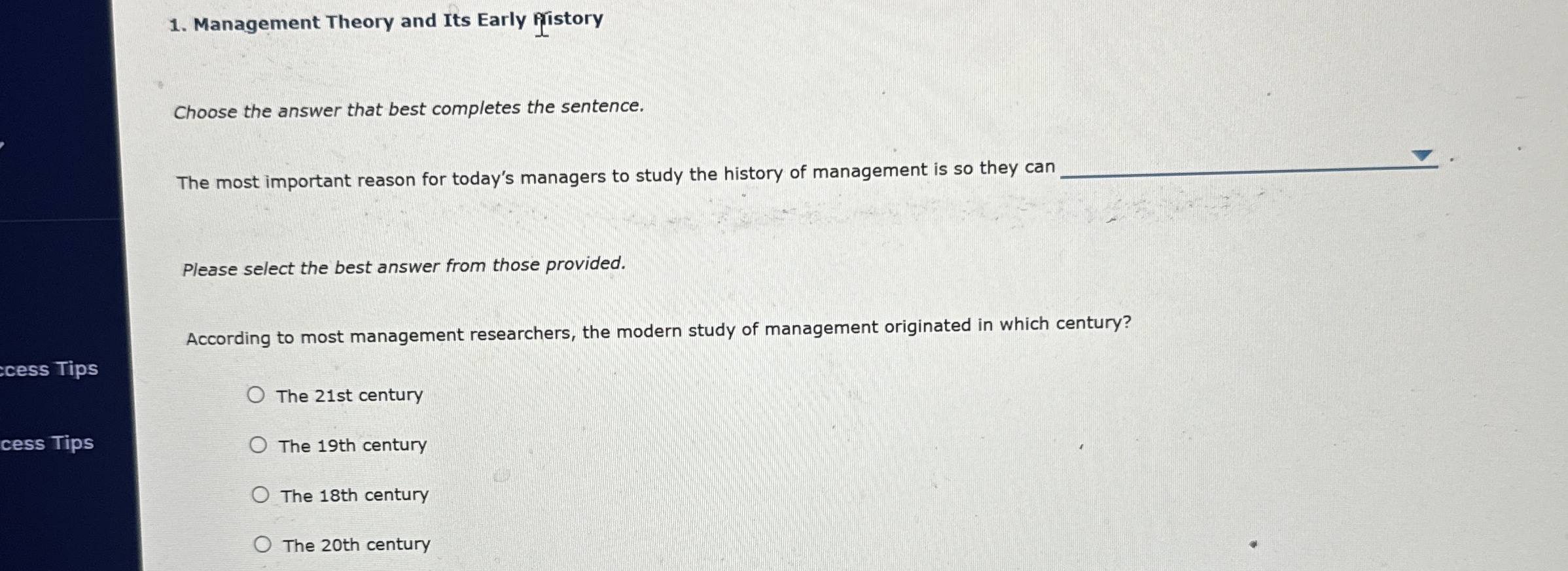 Management Theory and Its Early Fristory Choose