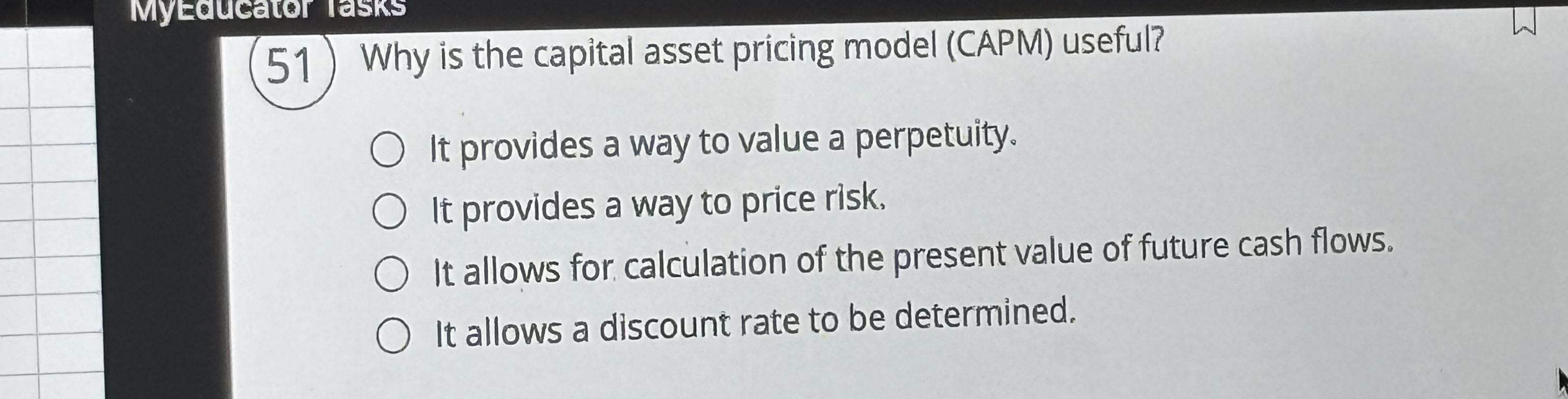 ( 5 1 ) Why is the capital asset pricing model (
