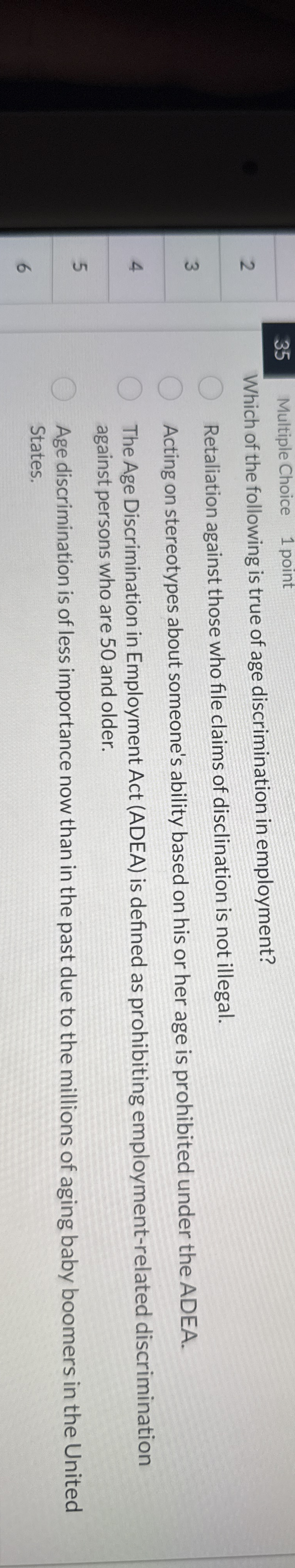 3 5 Multiple Choice 1 point 2 Which of the
