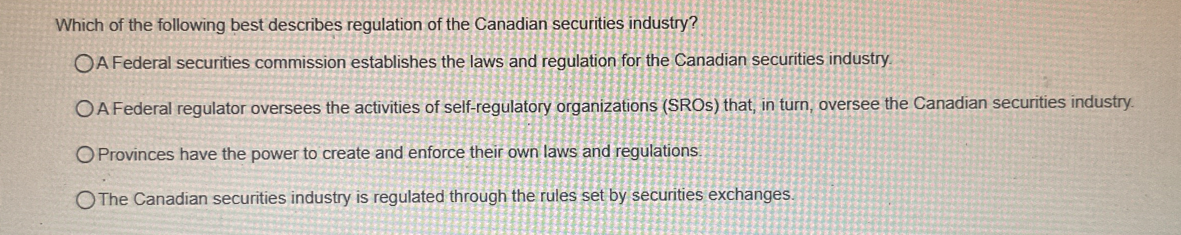 Which of the following best describes regulation