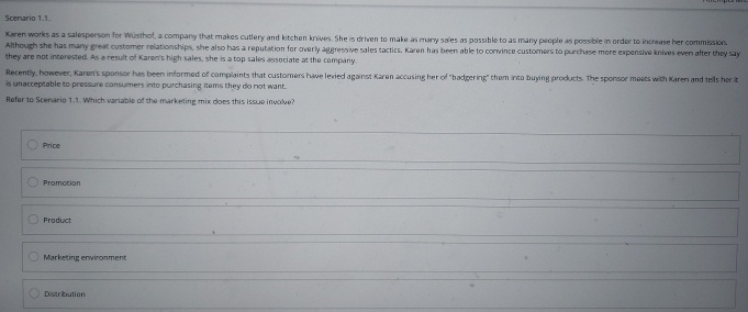 Scenario 1 . 1 . they are not interested. As a