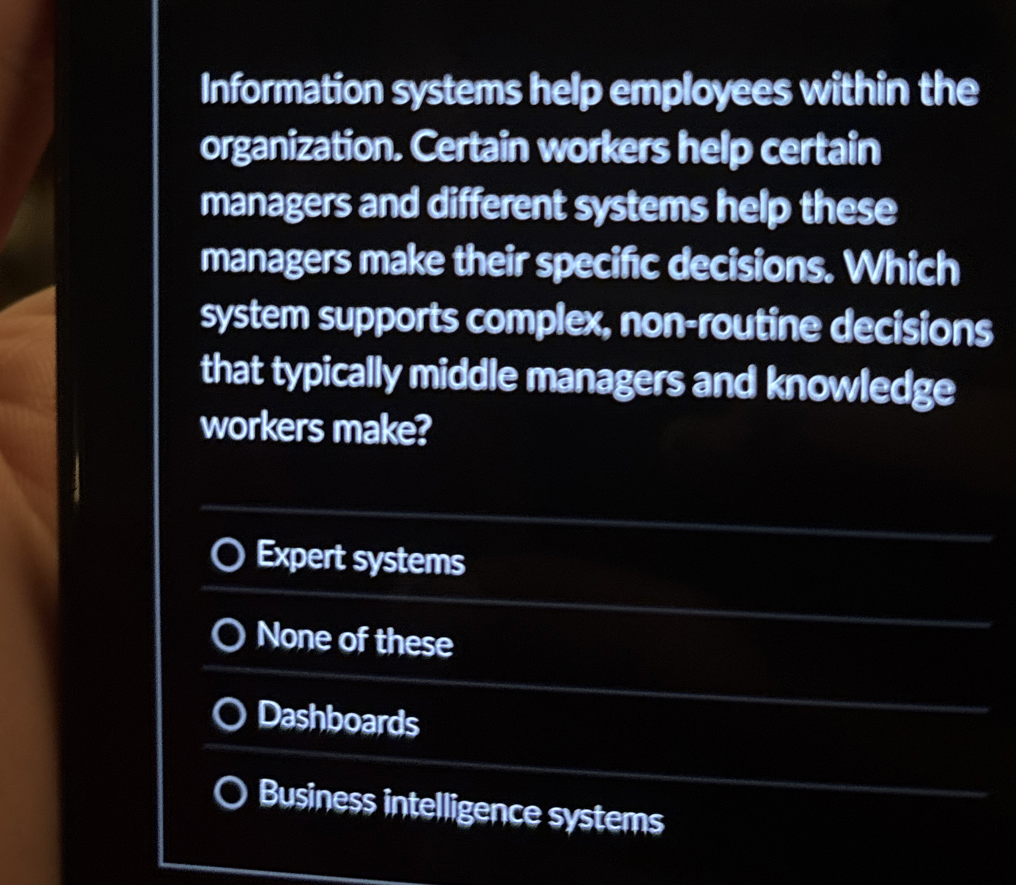 Information systems help employees within the