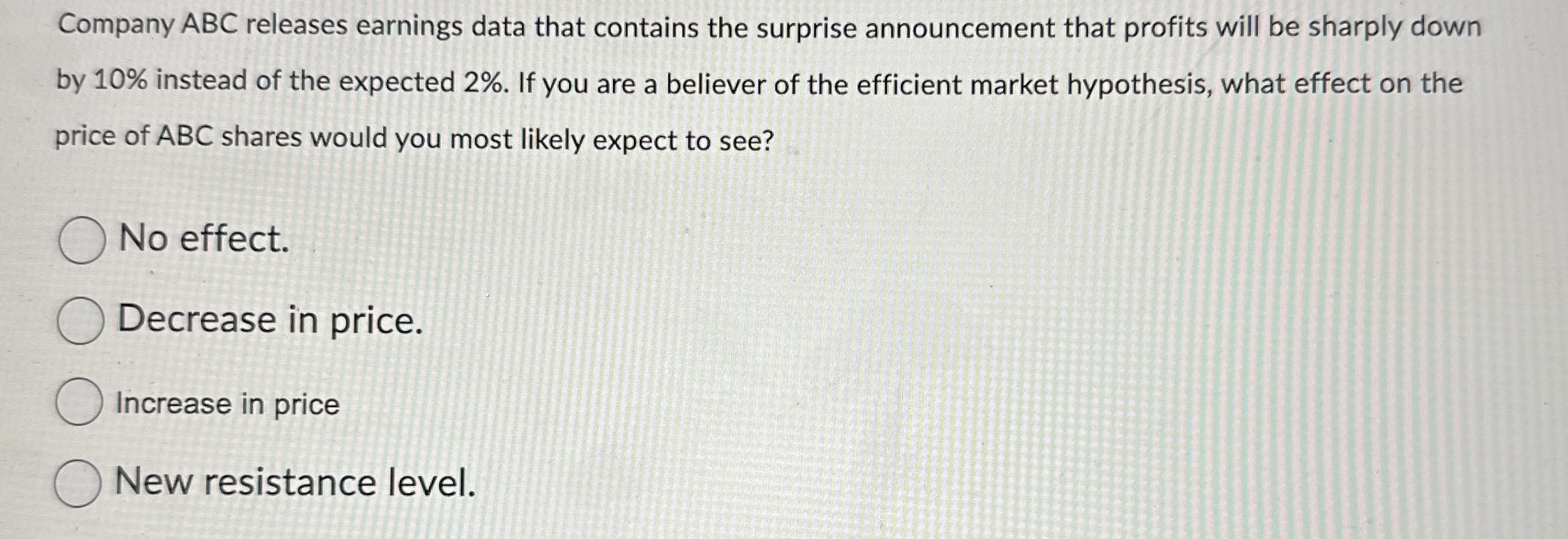 Company ABC releases earnings data that contains