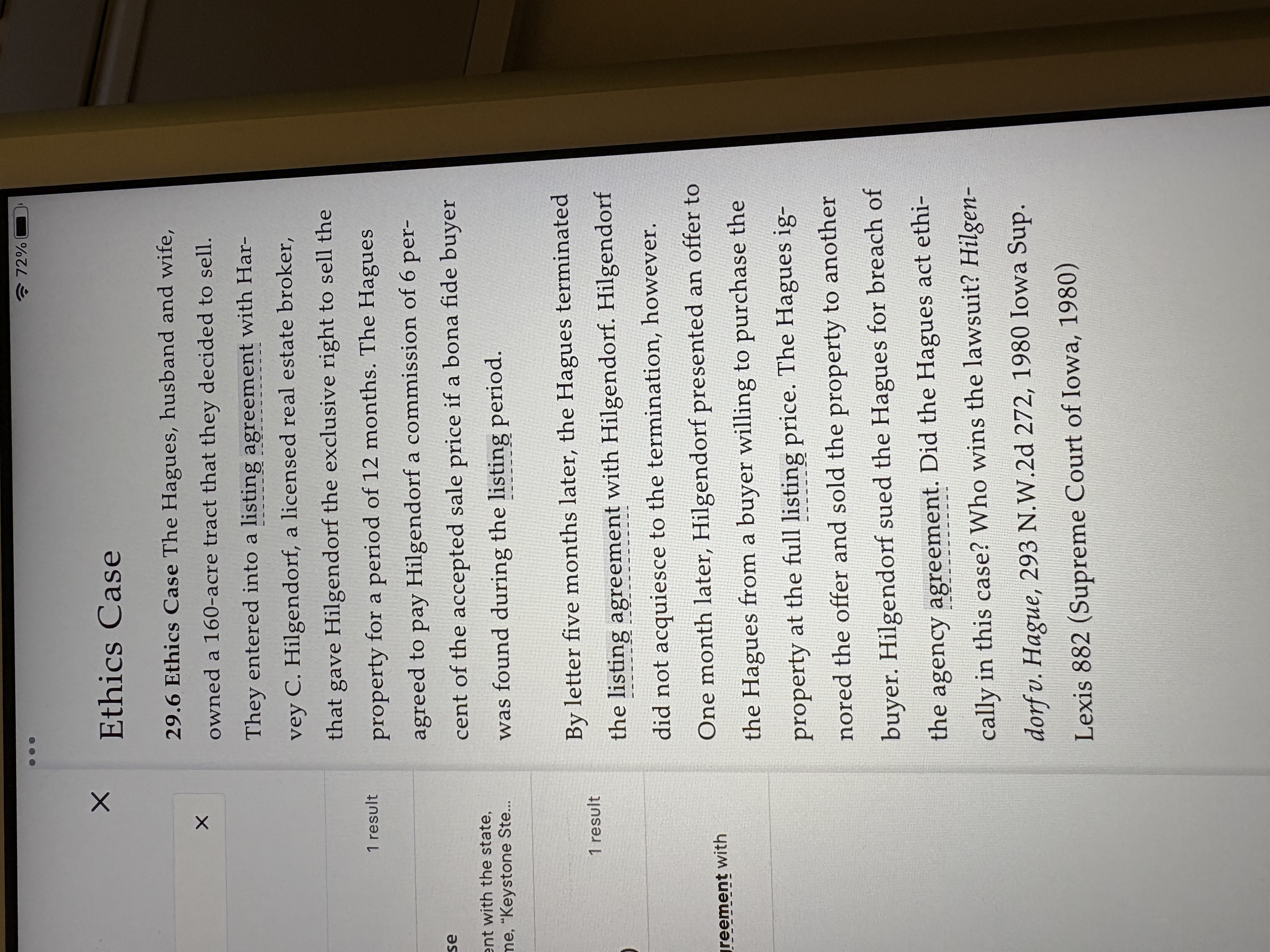 7 2 % Ethics Case 2 9 . 6 Ethics Case The Hagues,