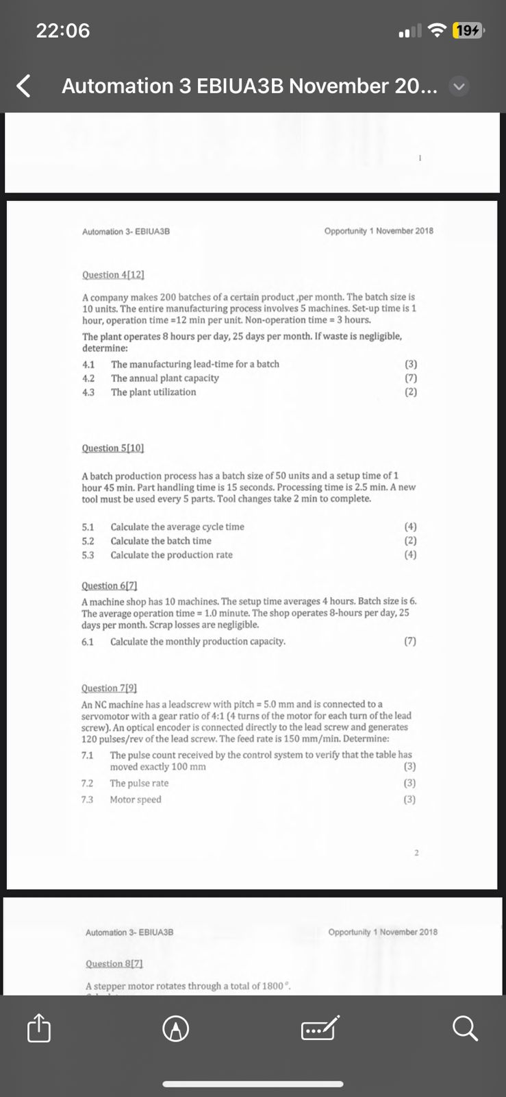 Question 4 [ 1 2 ] A company makes 2 0 0 batches