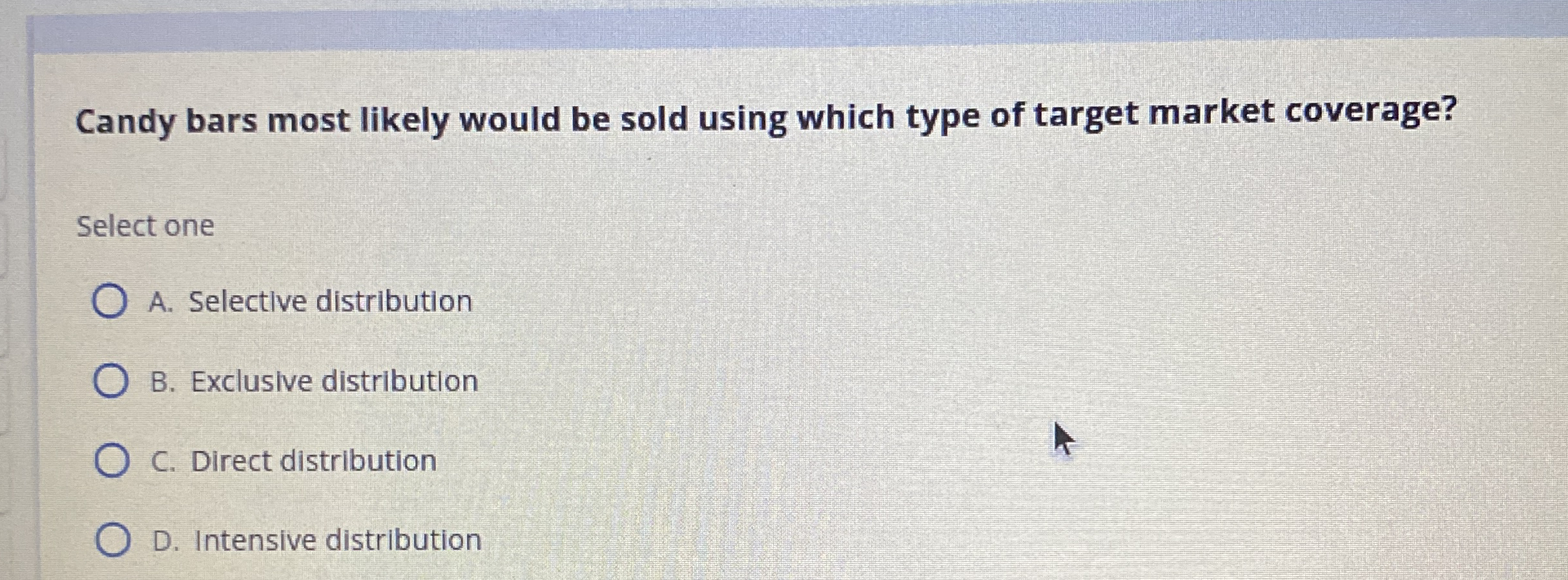 Candy bars most likely would be sold using which