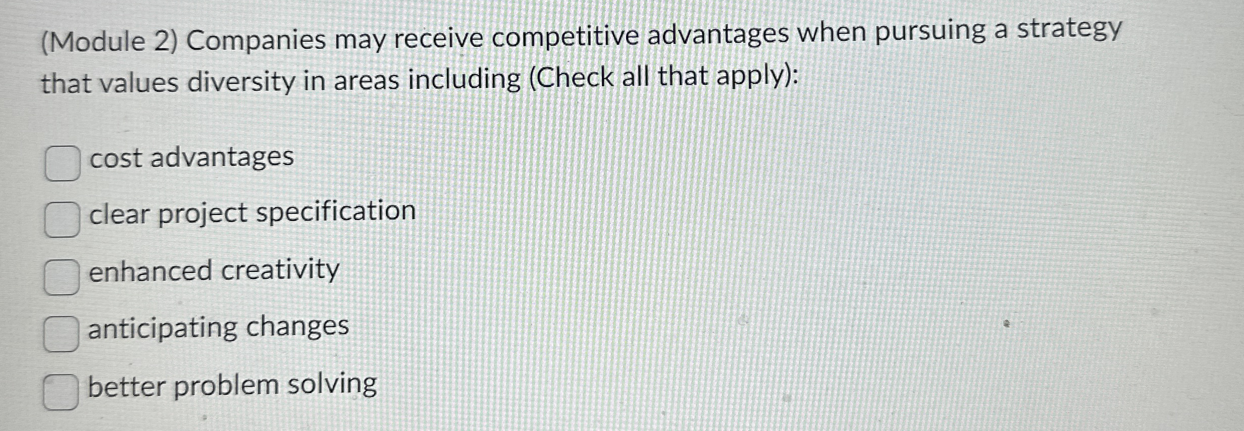 ( Module 2 ) Companies may receive competitive