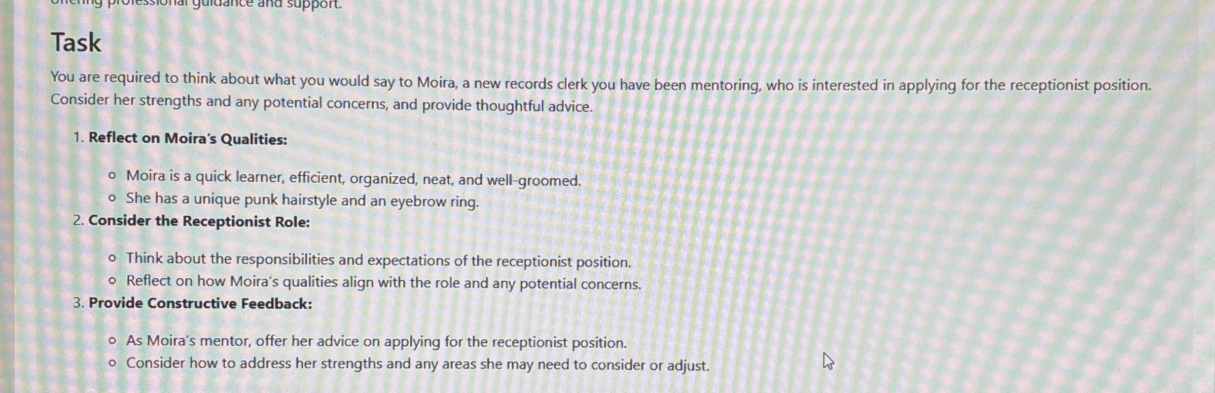 Task You are required to think about what you