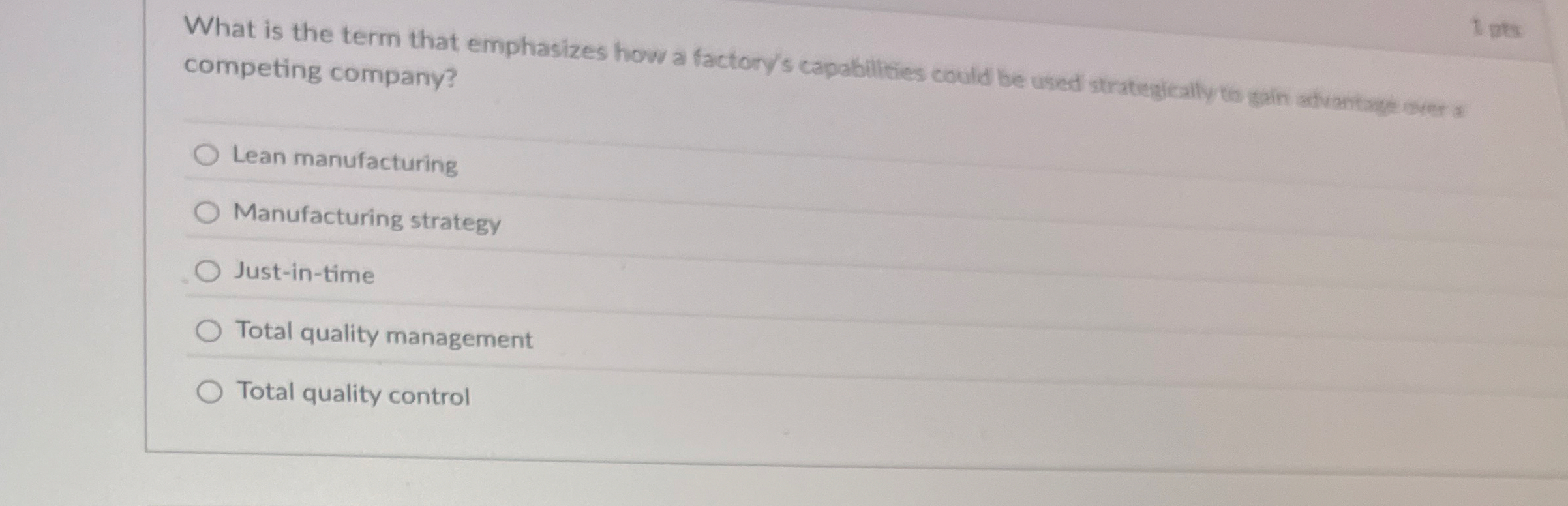 What is the term that emphasizes how a factory's