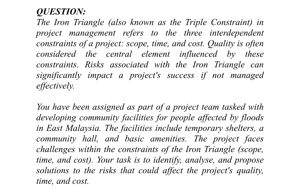 QUESTION: The Iron Triangle ( also known as the