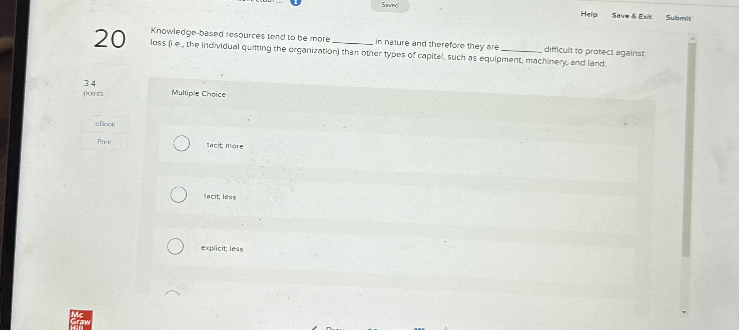 Help Save & Exit Submit 2 0 Knowledge - based