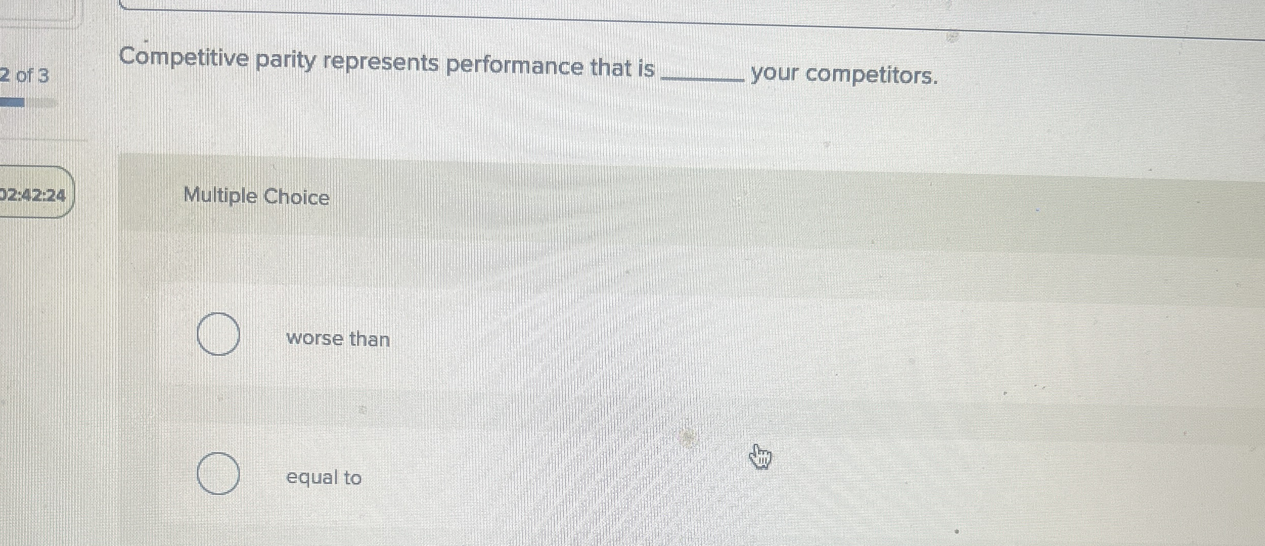 Competitive parity represents performance that is