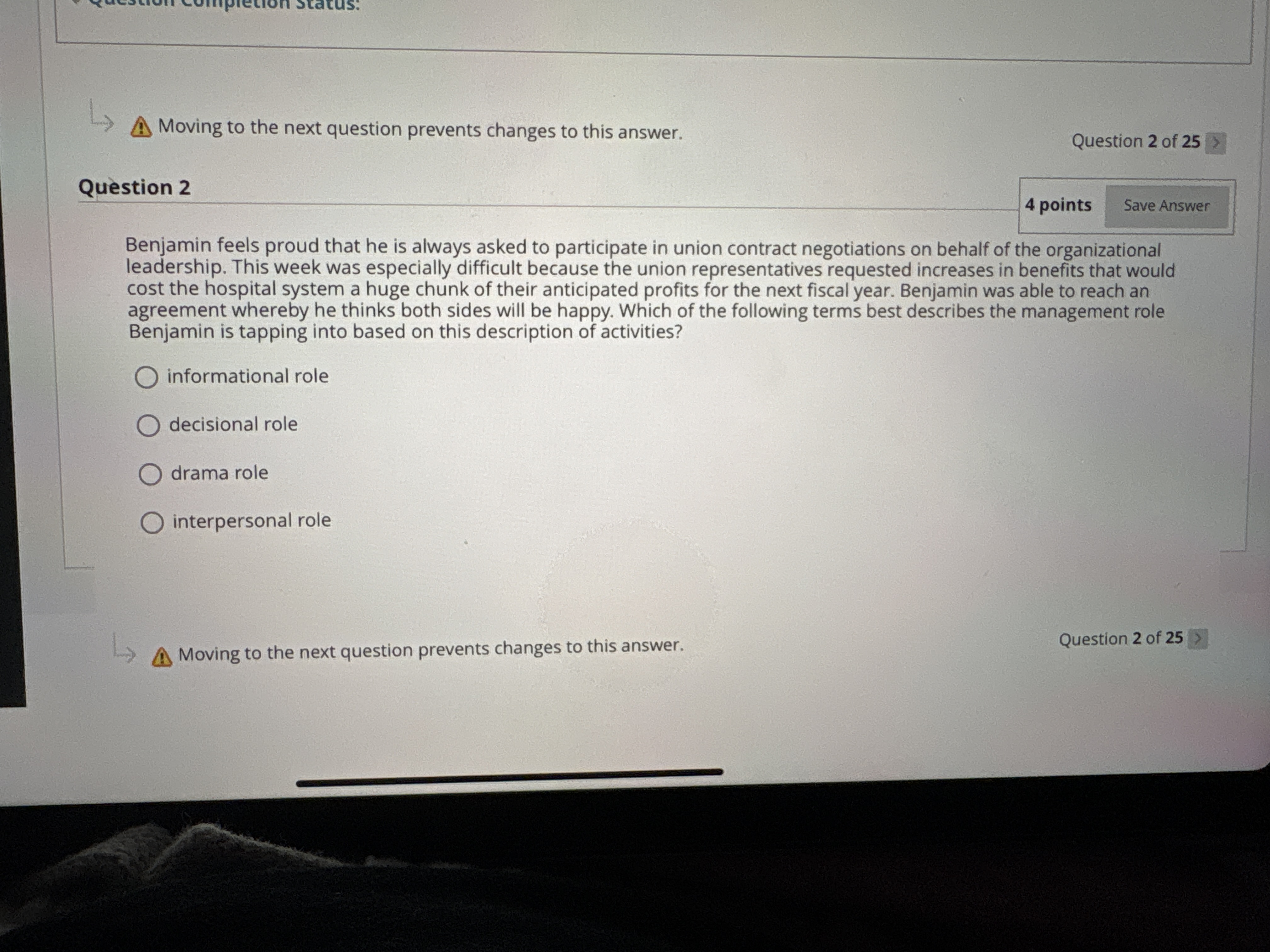 Question 2 Benjamin feels proud that he is always