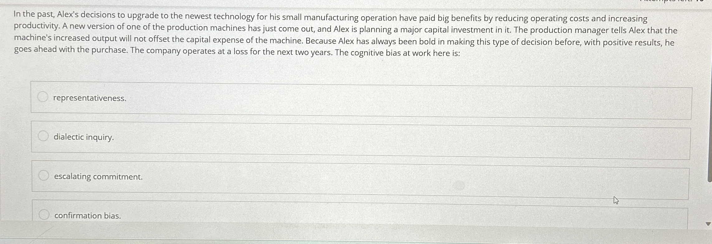 In the past, Alex's decisions to upgrade to the