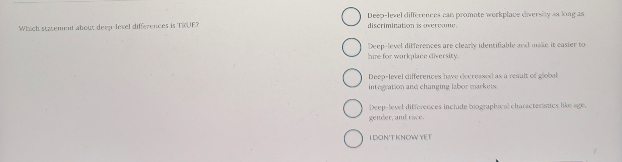 Which statement about deep - level differences is