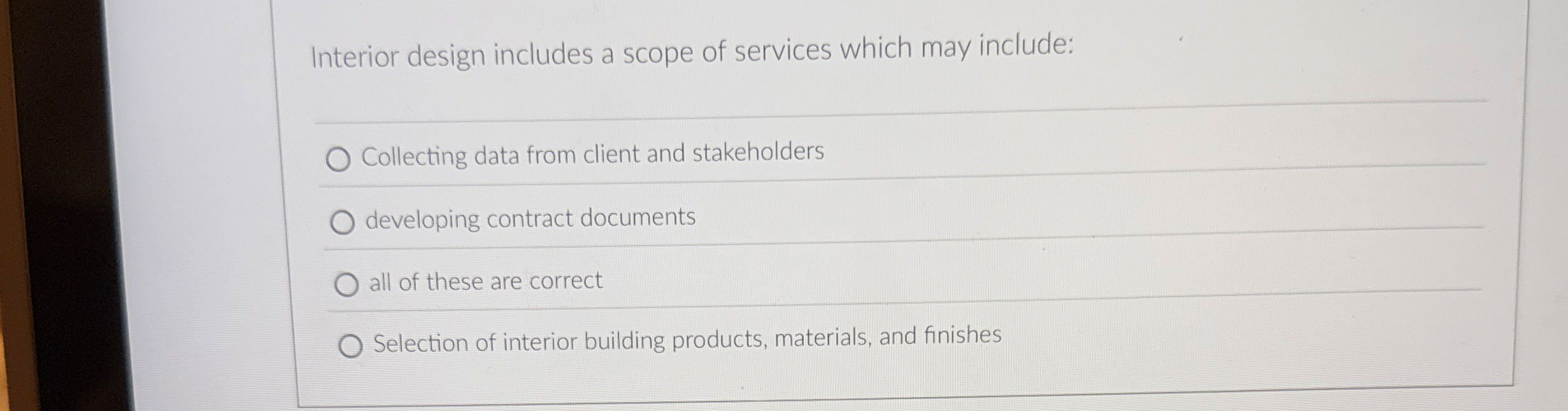 Interior design includes a scope of services