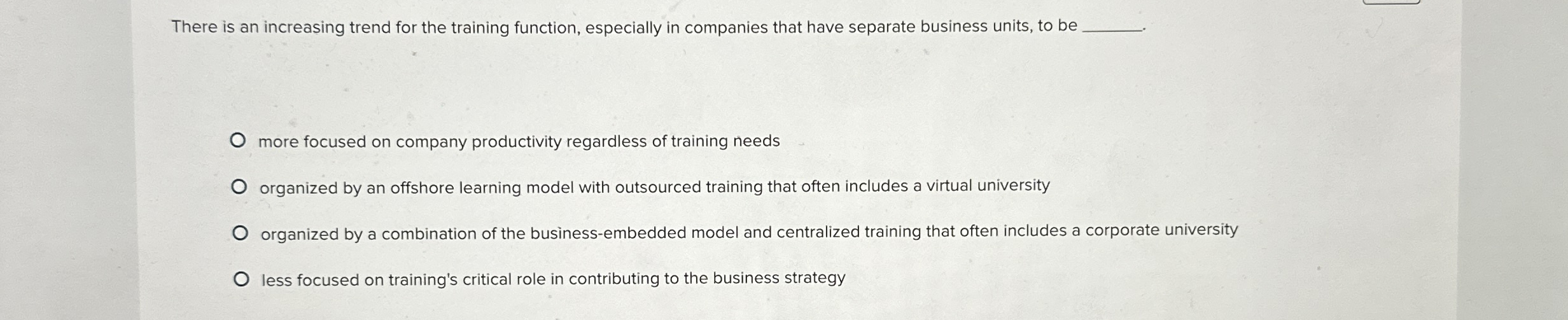 There is an increasing trend for the training