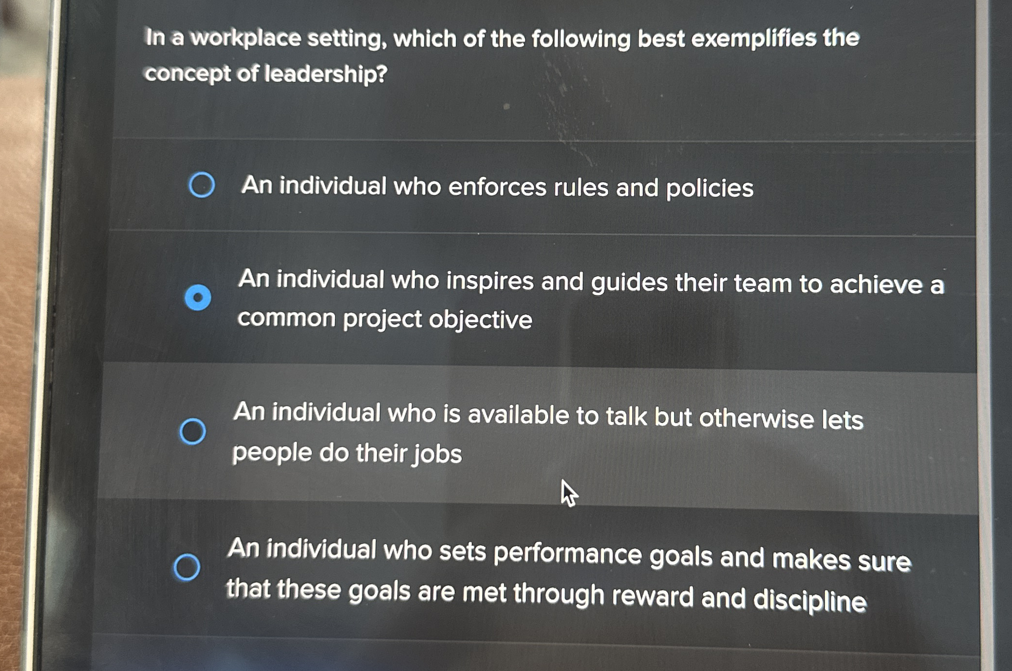 In a workplace setting, which of the following