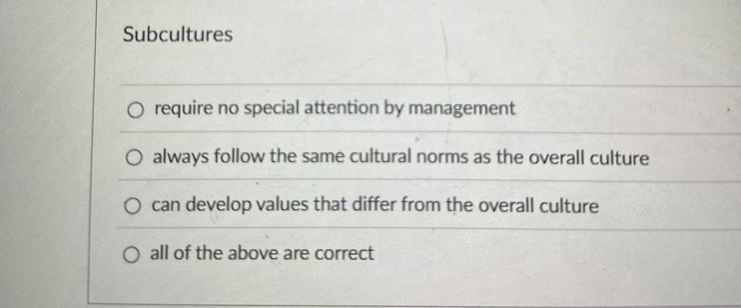 Subcultures require no special attention by
