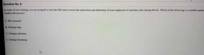 Question No . 8 . As a part of your training. you