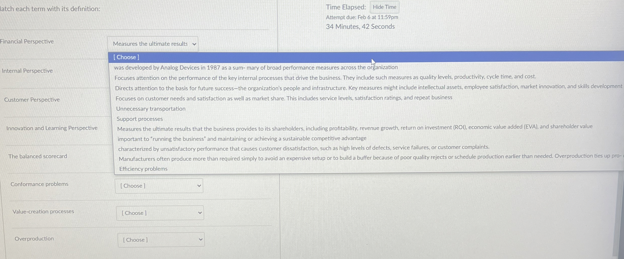 latch each term with its definition: Time