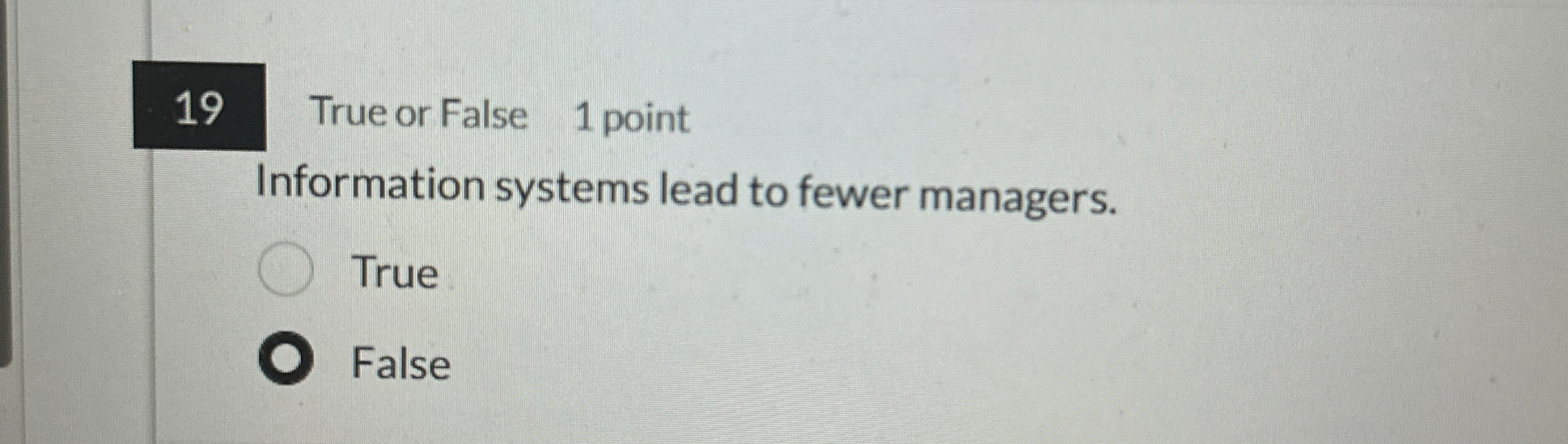 1 9 True or False 1 point Information systems