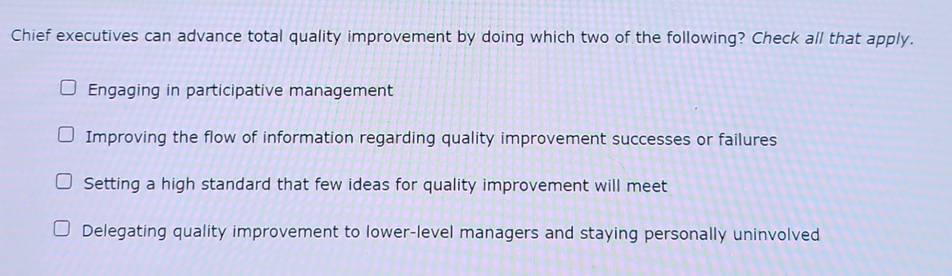 Chief executives can advance total quality