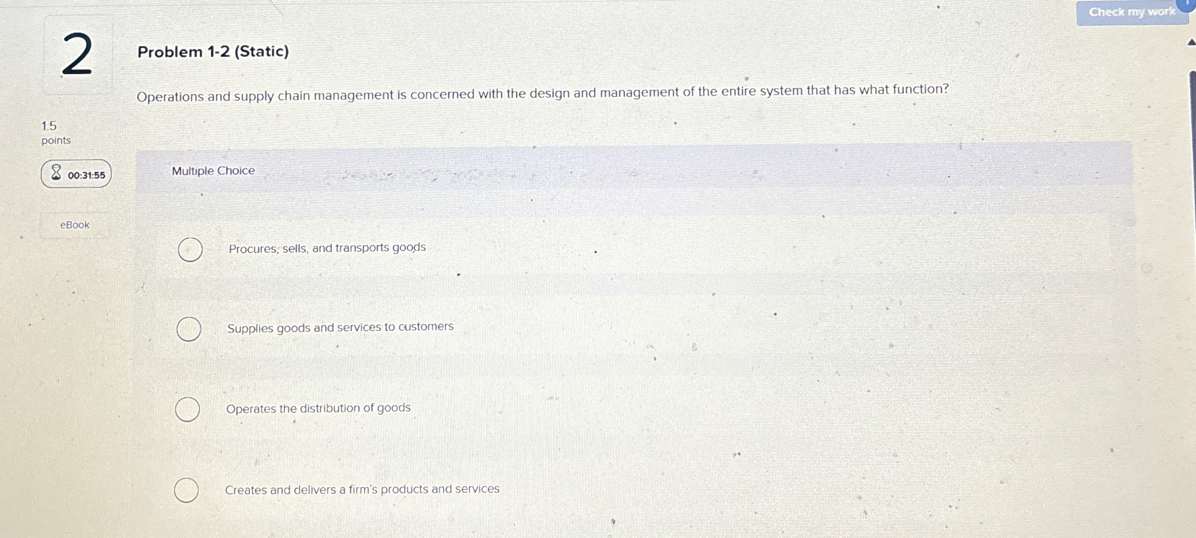 2 Problem 1 - 2 ( Static ) Operations and supply