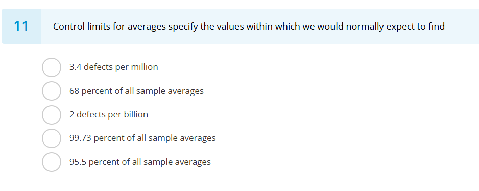 1 1 Control limits for averages specify the