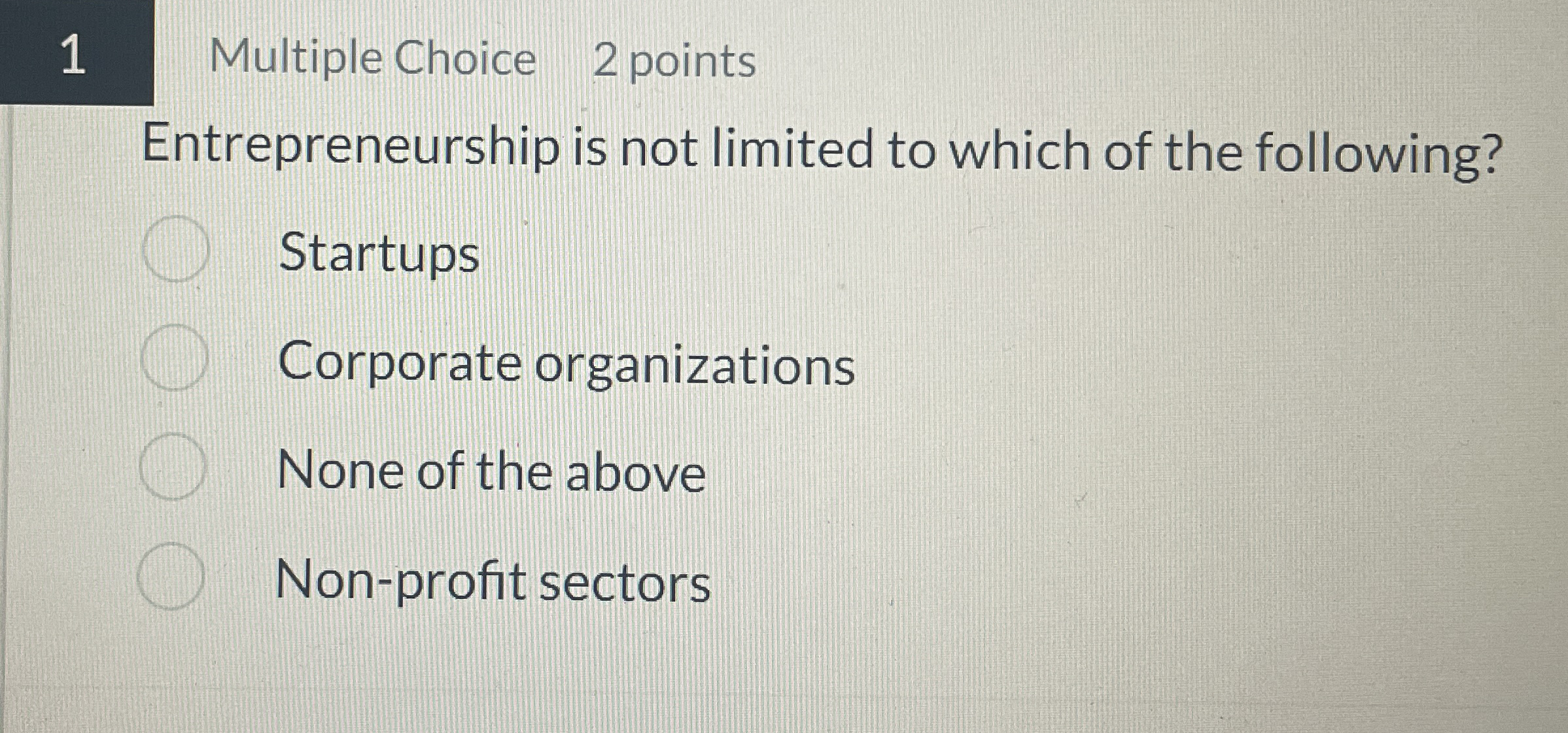 Entrepreneurship is not limited to which of the