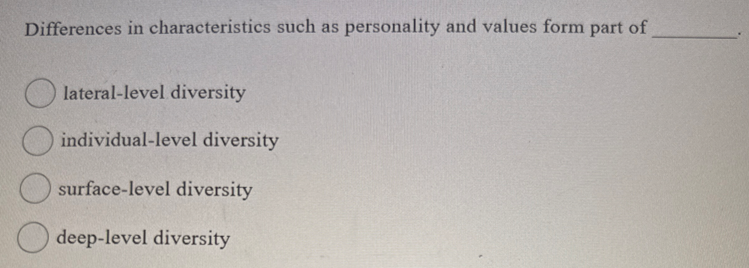 Differences in characteristics such as