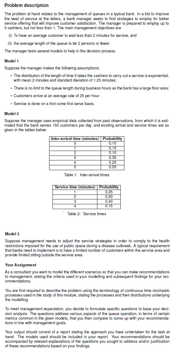 Problem description The problem at hand relates