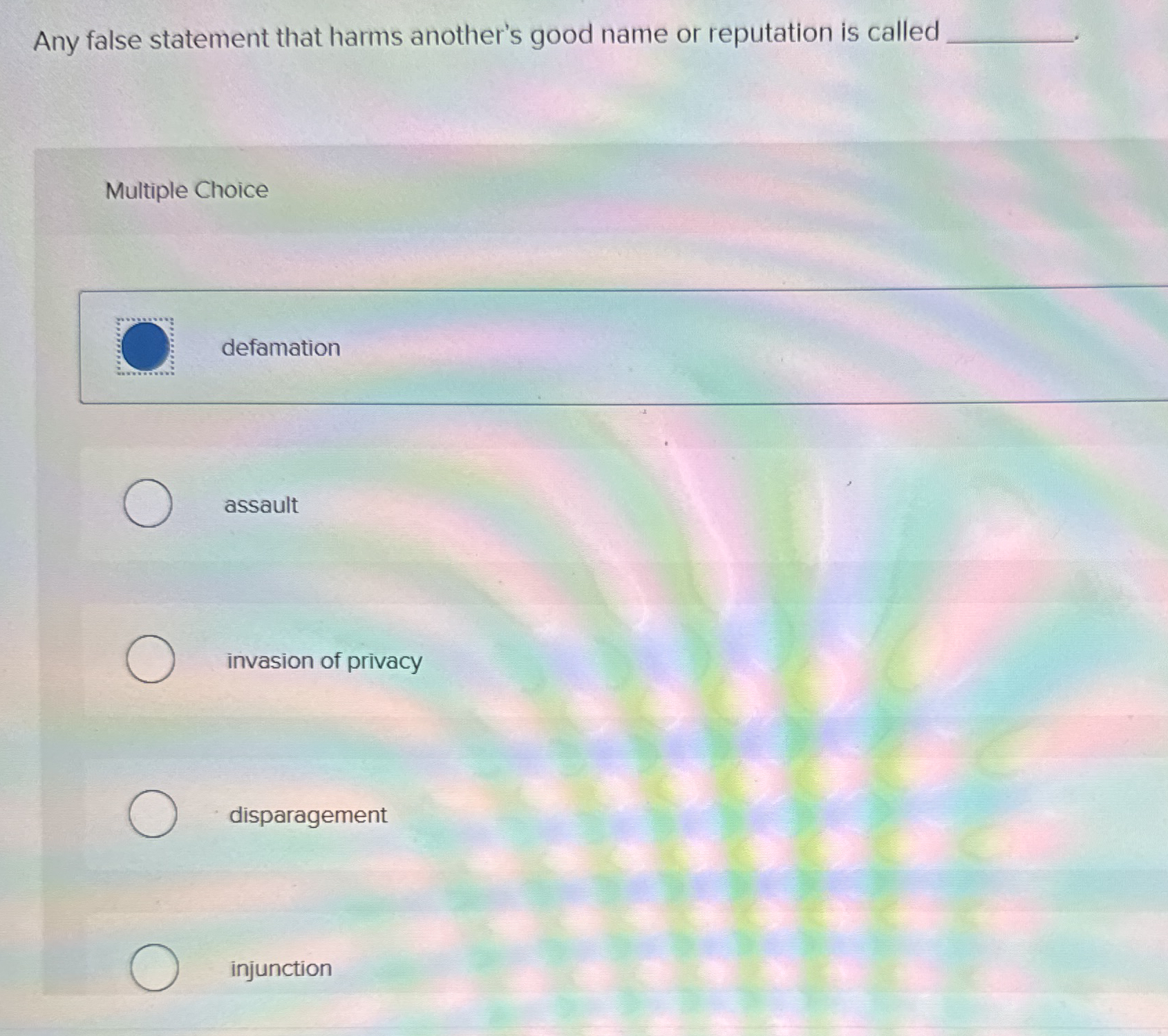 Any false statement that harms another's good