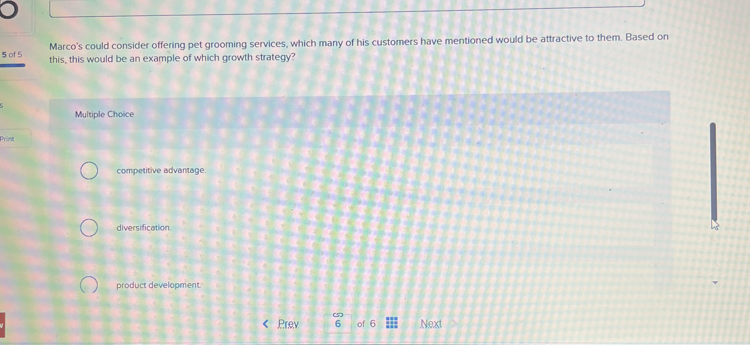 5 of 5 Marco's could consider offering pet