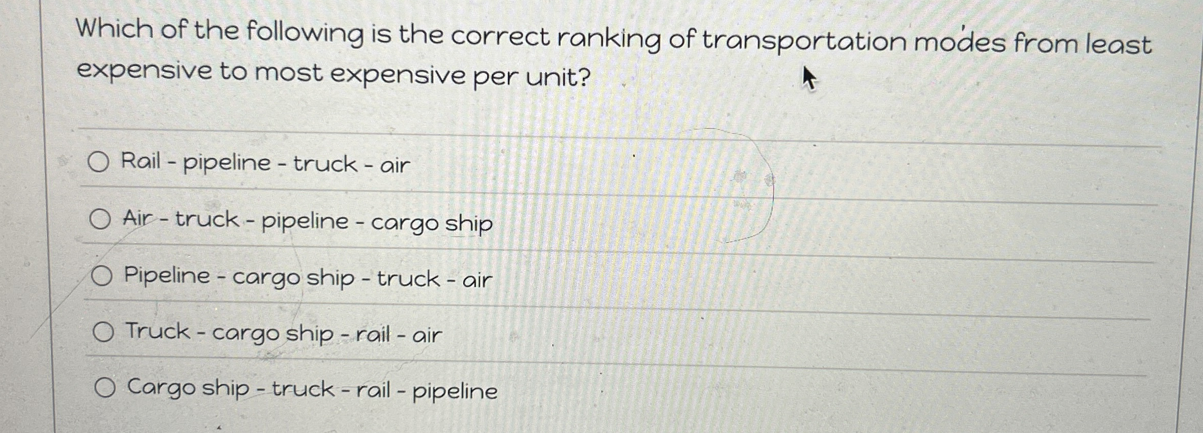 Which of the following is the correct ranking of