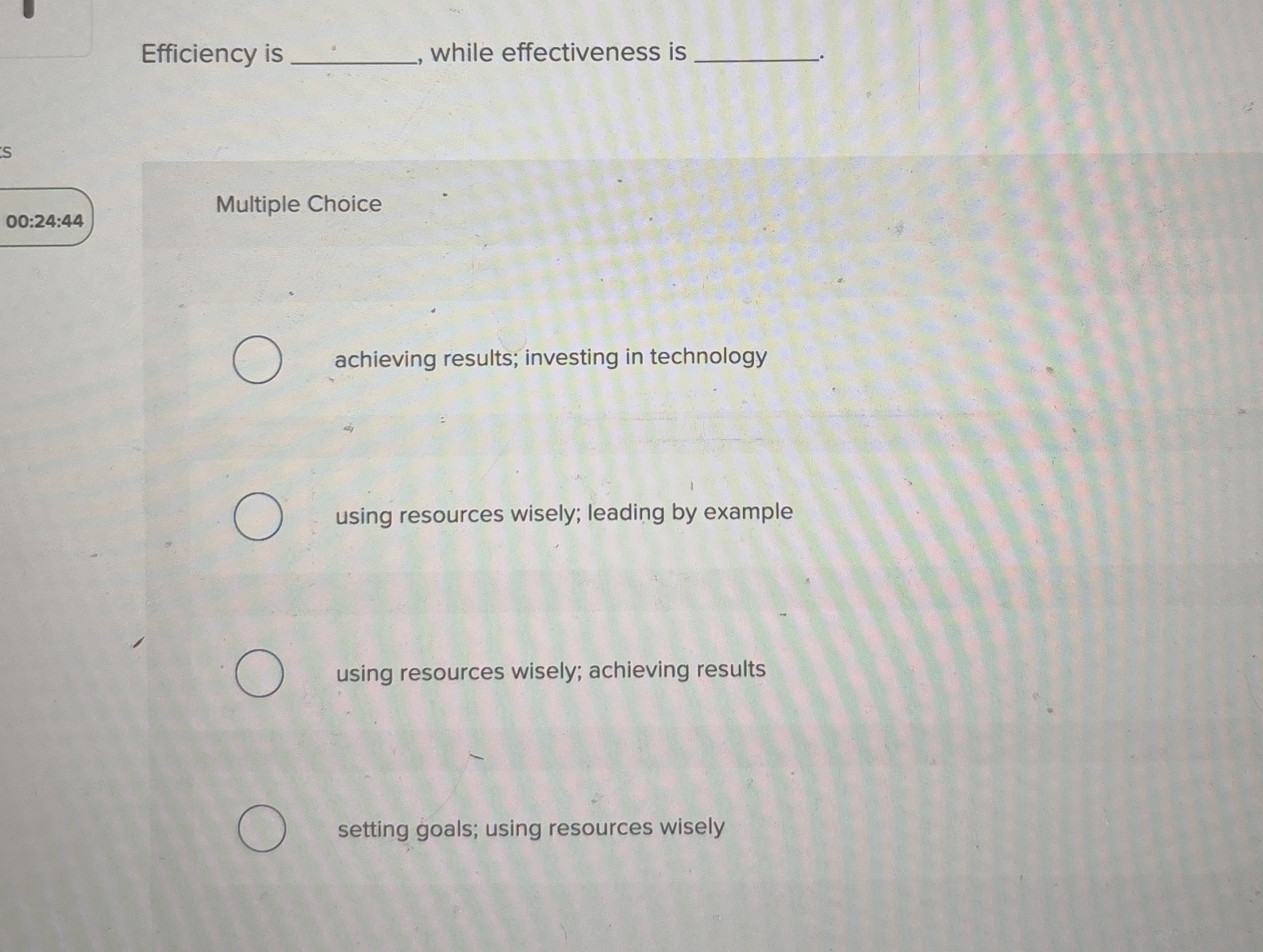 Efficiency is while effectiveness is Multiple