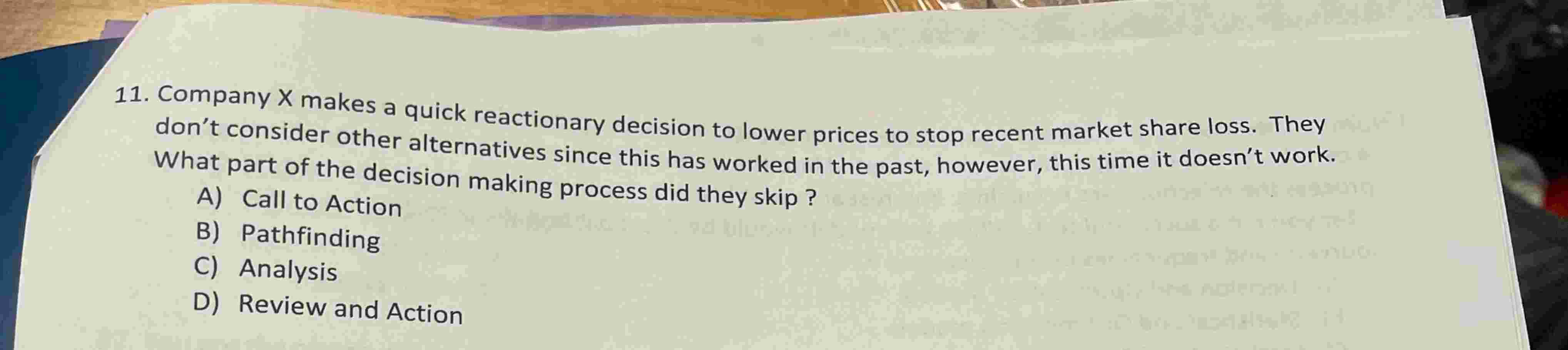 1 1 . Company \ ( X \ ) makes a quick reactionary