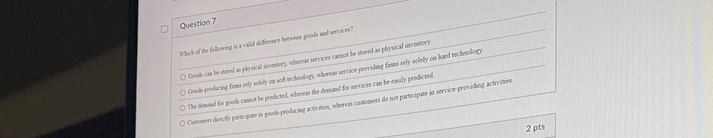 Question 7 Which of the following is a valid