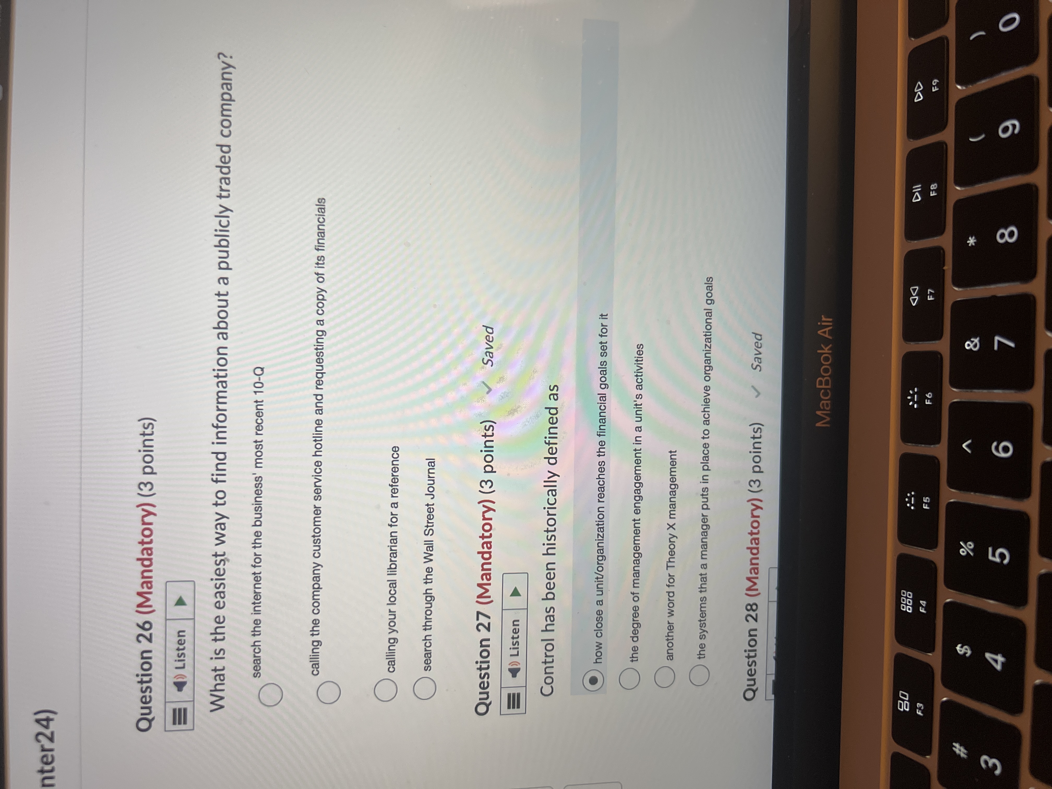 Question 2 6 ( Mandatory ) ( 3 points ) What is