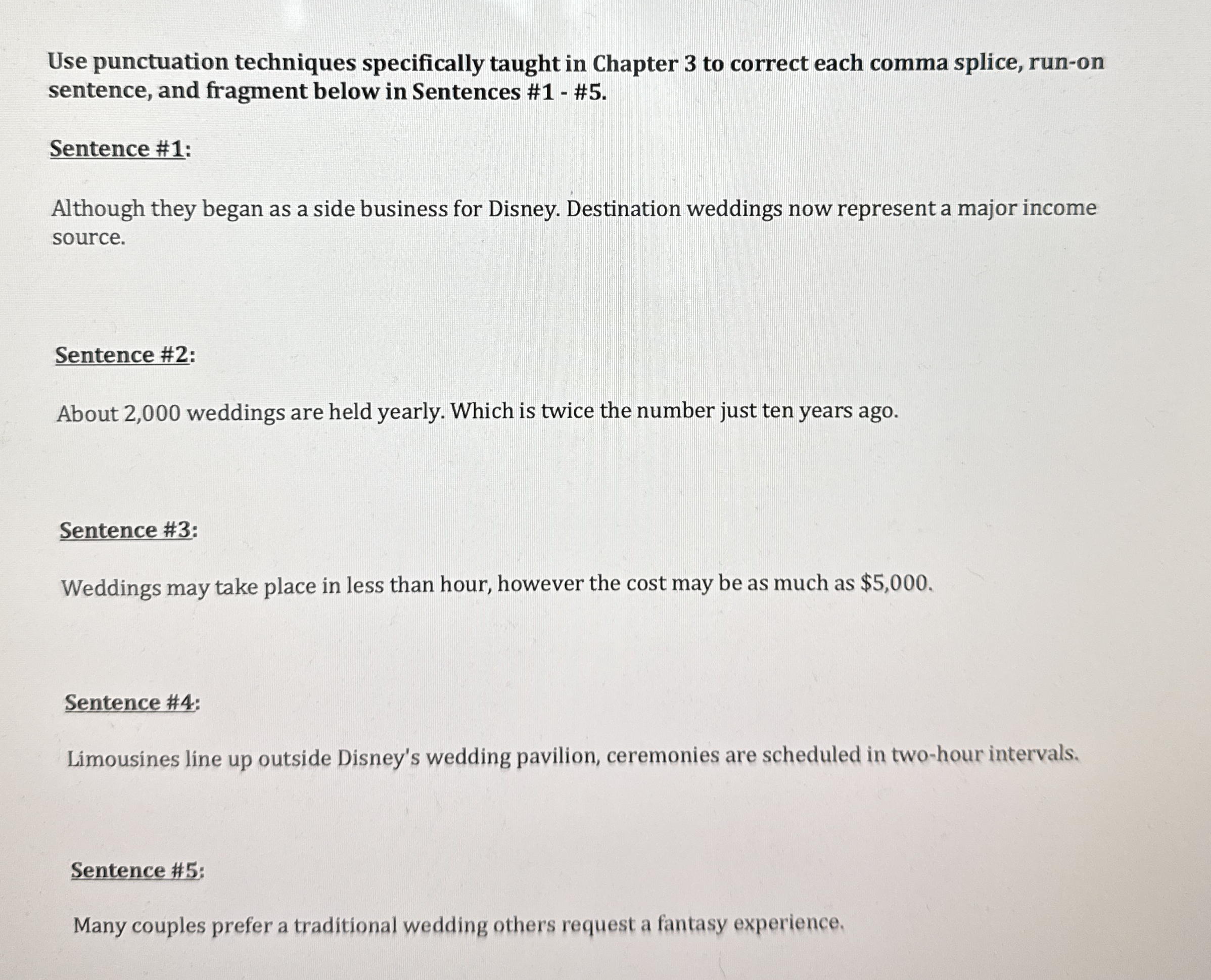 Use punctuation techniques specifically taught in